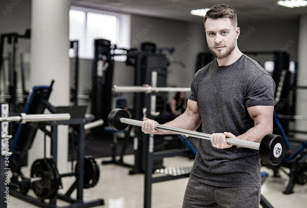 Deadlift. Sports Man Lifting Barbell Row At Gym Deadlift. Sports Man Lifting Barbell Row At Gym