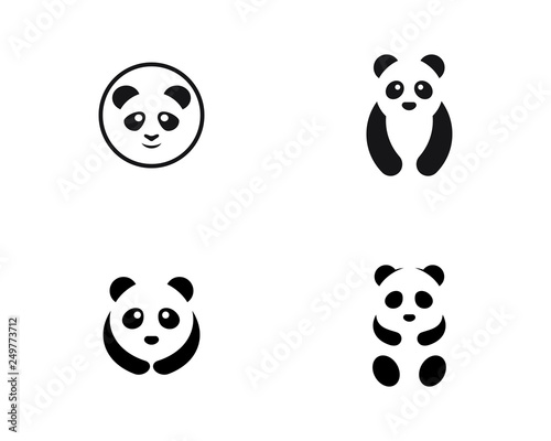 Cute panda logo template vector icon illustration design