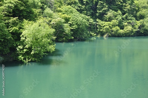 新緑の石小屋湖