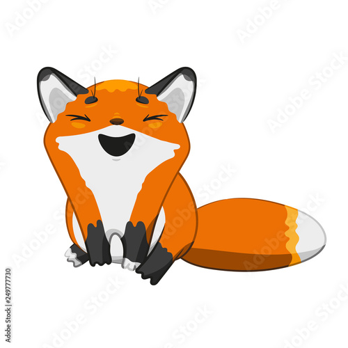 Emotion, sticker, emoji, smiley, character. Cute red fox. Stock Vector illustration. White background. Transparency. Print