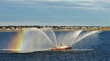 Fire Boat with a rainbow