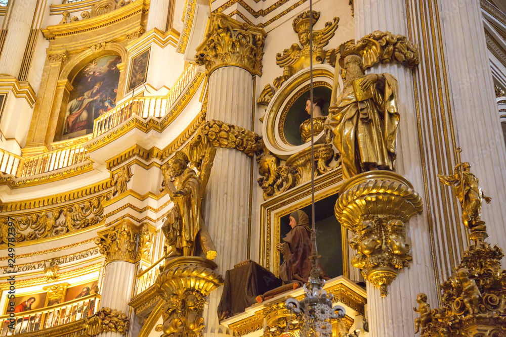 Granada, Spain-October 15, 2017: Exquisite Interiors of landmark Granada Royal Cathedral