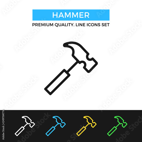 Vector hammer icon. Premium quality graphic design. Modern signs, outline symbols collection, simple thin line icons set