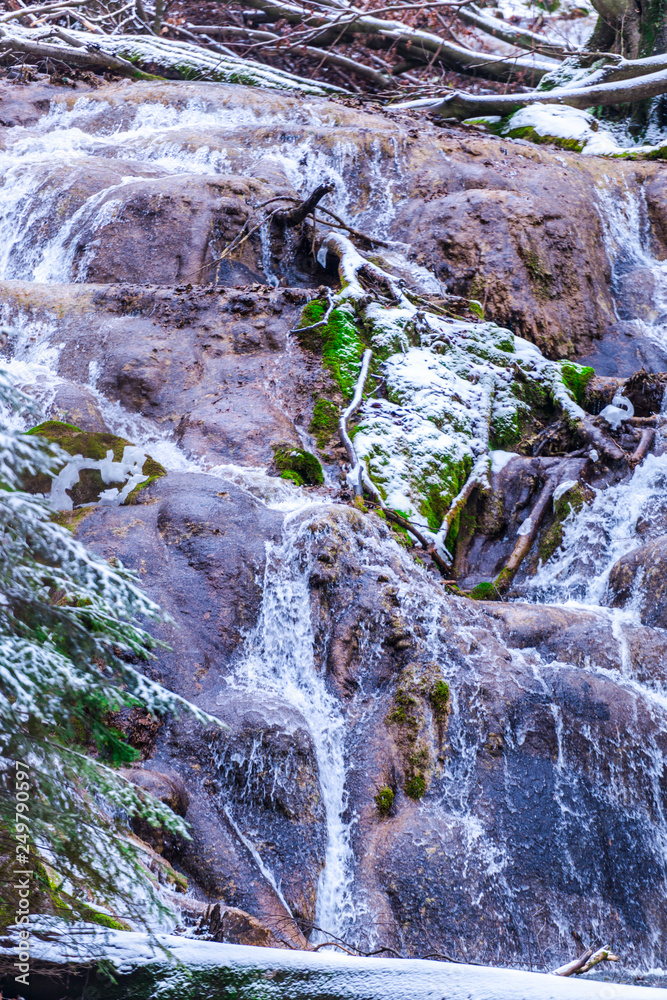 Winter frozen waterfall