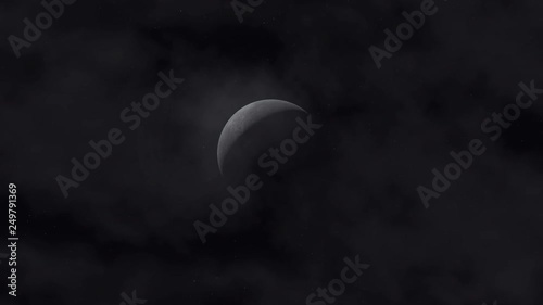 CLOUDY SKY WITH BRIGHT LIGHTING, STARS AND CRESCENT 