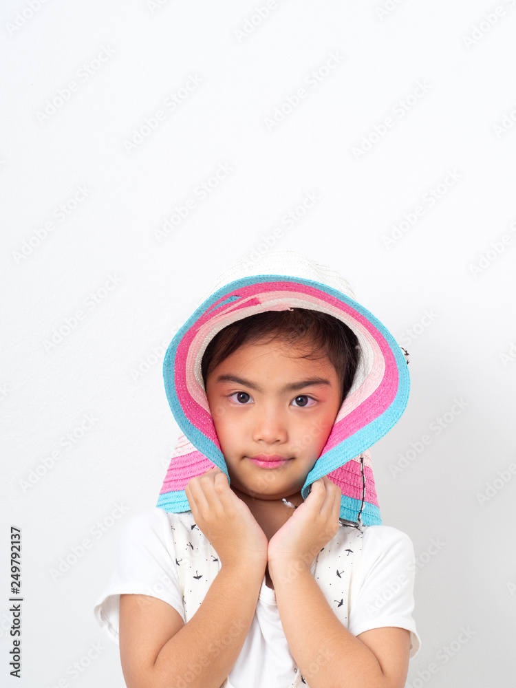 Asian Cute little girl with hat Asian Cute little girl with hat