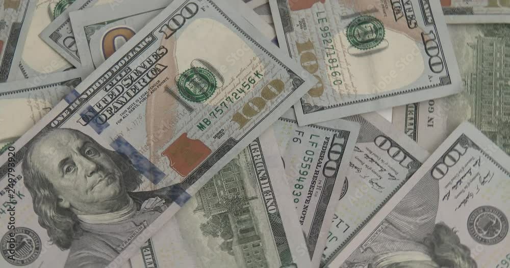 One Hundred Dollar Bills - Close Up - Rotating One Hundred Dollar Bills - Close Up - Rotating