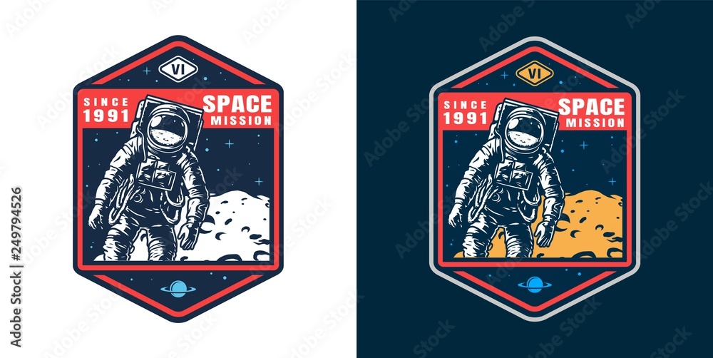 Vintage space colorful badge