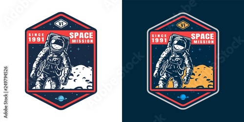 Vintage space colorful badge