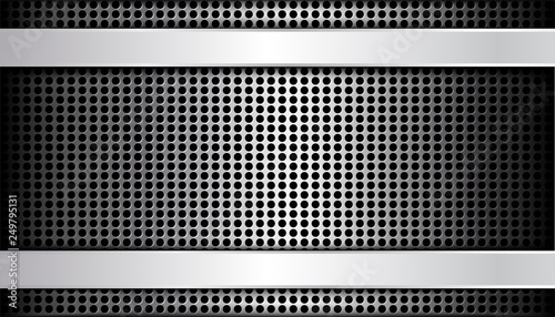 silver  border on  metal perforated texture