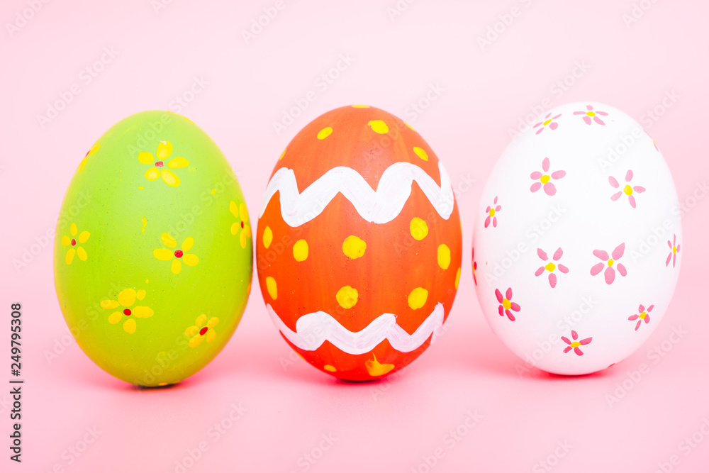 Beautiful Easter group egg multi color on pink