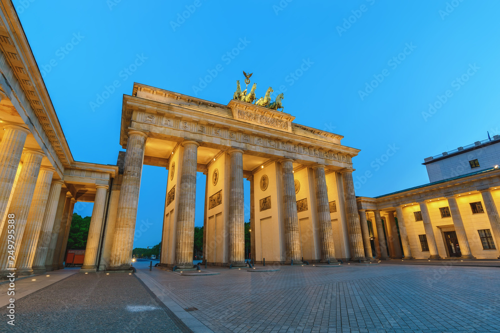 Berlin Germany, night city skyline at Brandenburg Gate (Brandenburger Tor)