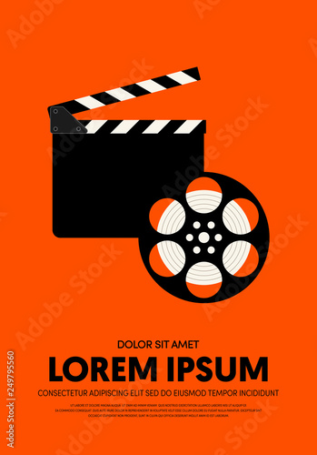 Movie and film poster design template background modern vintage retro style
