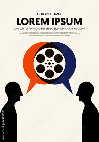 Movie and film poster design template background modern vintage retro style