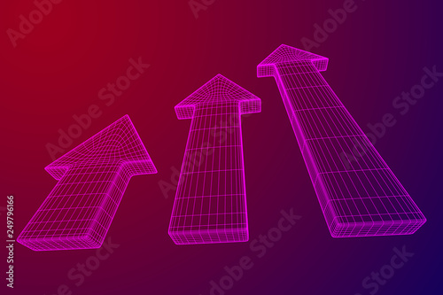 Arrow wireframe low poly mesh vector illustration