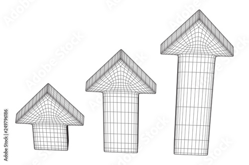 Arrow wireframe low poly mesh vector illustration