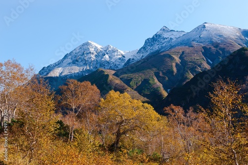 winter comes in the mountainous areas and for the first time frost-stained mountain peaks