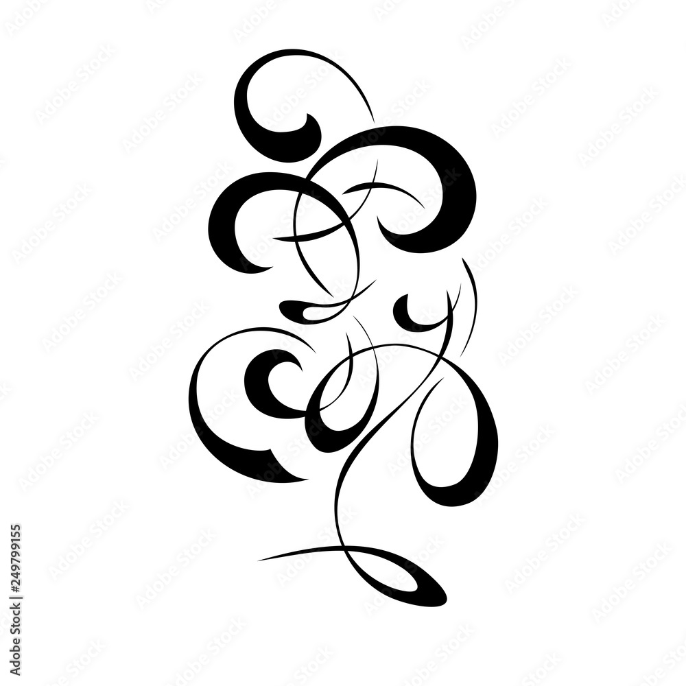Obraz abstract decorative pattern with smooth black lines with curls on white background