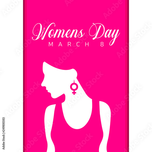 Happy women day with a girl silhouette image. Vector illustration design