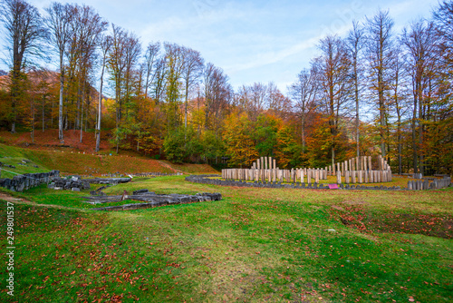 Old ruins in Carpathian Mountains, Sarmisegetusa , Romania photo