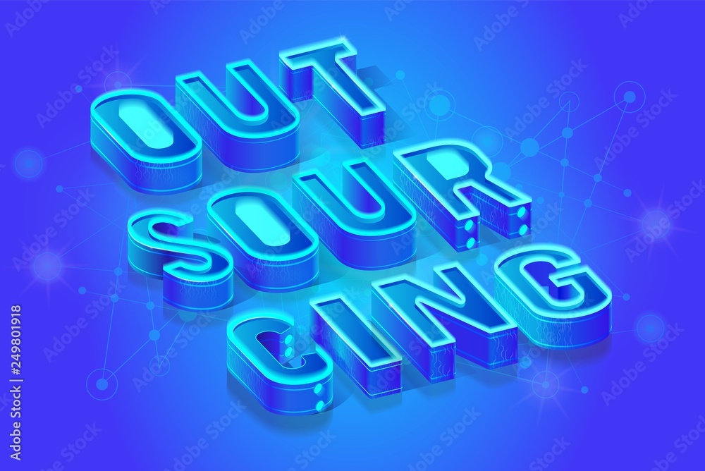 Outsourcing Isometric Projection Vector Background Outsourcing Isometric Projection Vector Background