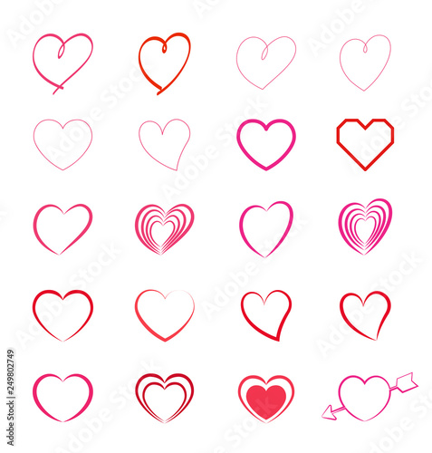 Heart symbol mark set- Hairline -