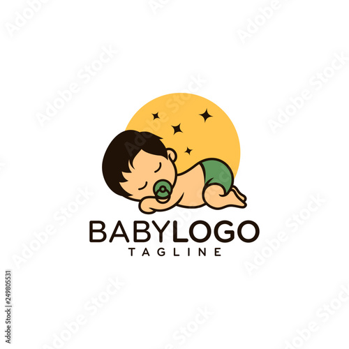 Cute Baby Logo Design Vector