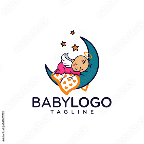 Cute Baby Logo Design Vector