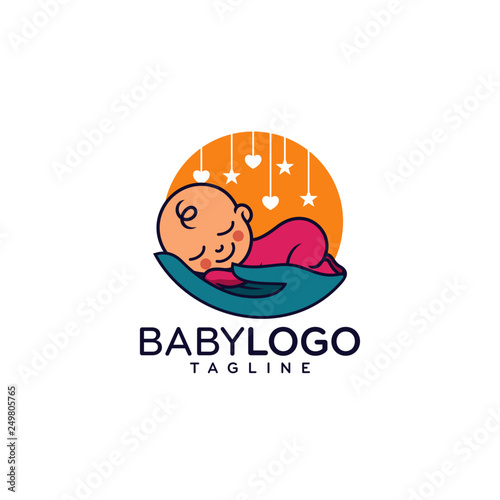 Cute Baby Logo Design Vector