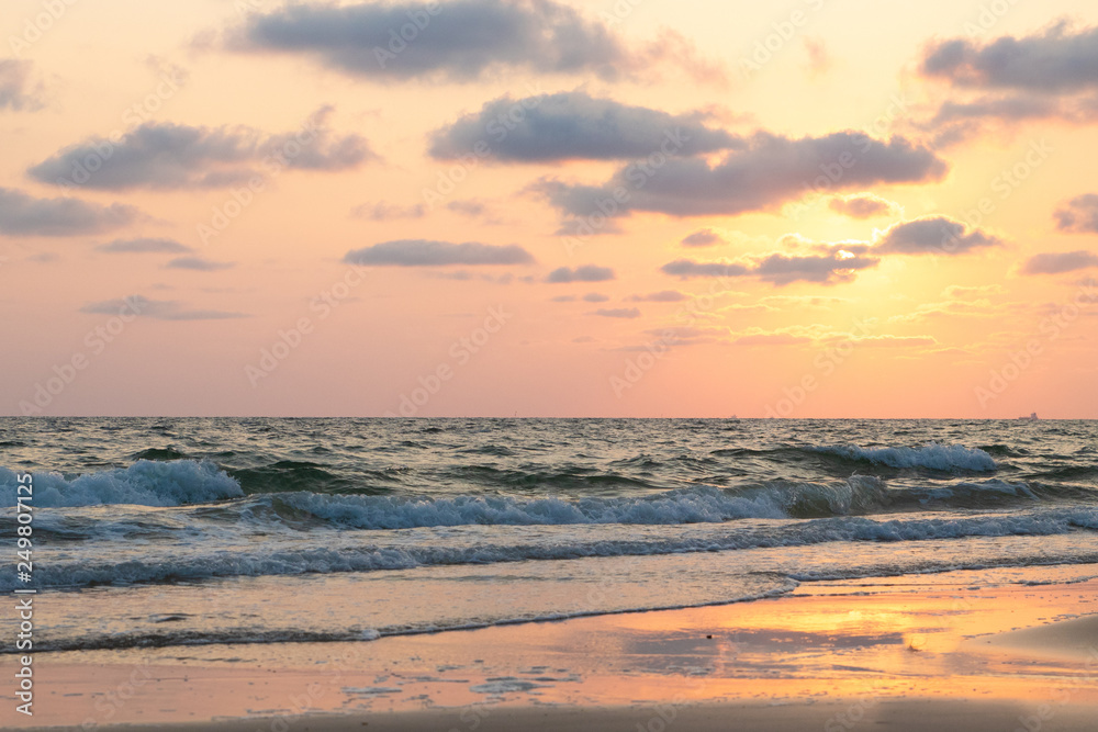Beautiful pink sunset over sea, background Beautiful pink sunset over sea, background