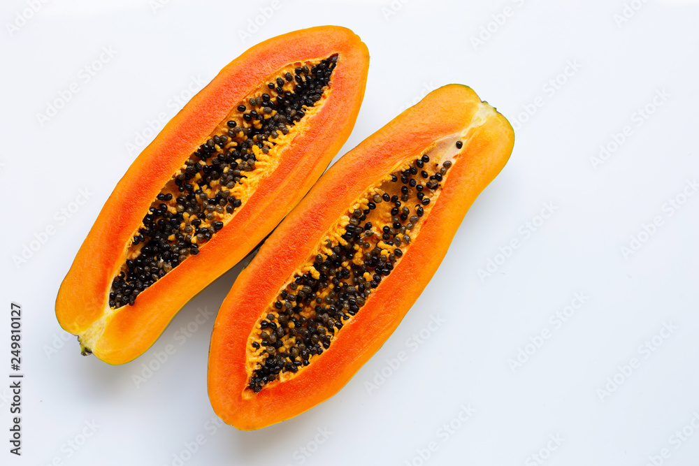 Papaya fruit on white background. Papaya fruit on white background.