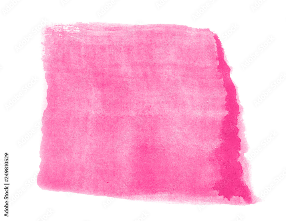 Fototapeta premium Abstract watercolor background hand-drawn on paper. Volumetric smoke elements. Pink Peacock color. For design, web, card, text, decoration, surfaces.