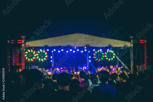 Blurred concept at concert party with audience and colourful led lighting © Chanchai