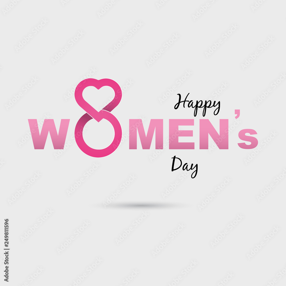Pink Happy International Women's Day Typographical Design Elements.International Women's day symbol. Minimalistic design for international women's day concept.Vector illustration Pink Happy International Women's Day Typographical Design Elements.International Women's day symbol. Minimalistic design for international women's day concept.Vector illustration