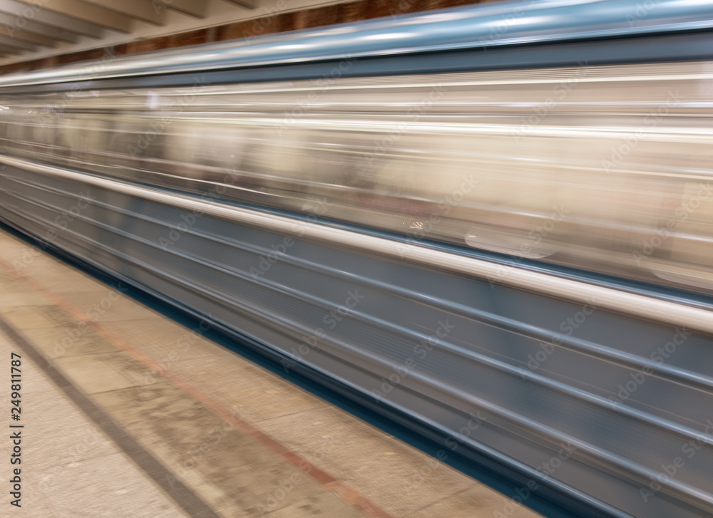 The train moves to the subway as a background The train moves to the subway as a background