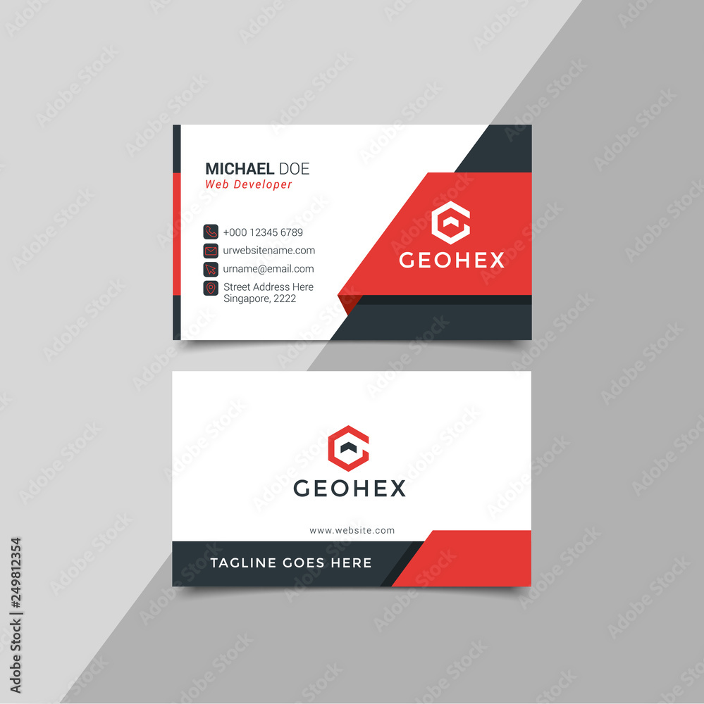 Modern business card template red black colors. Flat design vector abstract creative - Vector Modern business card template red black colors. Flat design vector abstract creative - Vector