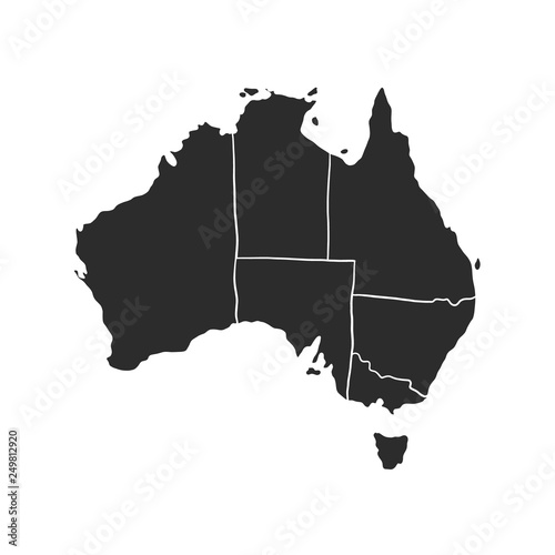 Australia black vector map isolated on white background