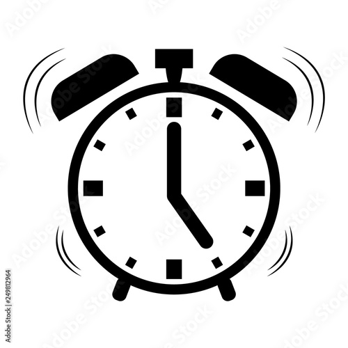 Modern alarm clock vector icon isolated on white background