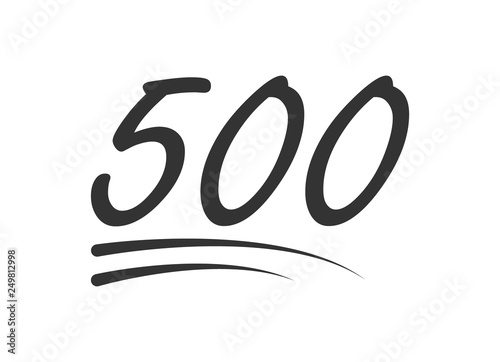 500 - hundred number vector icon. Symbol isolated on white background