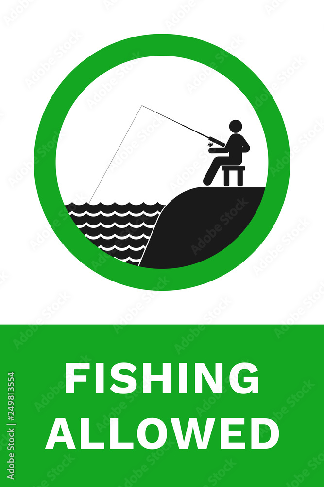 FISHING ALLOWED sign. Vector.