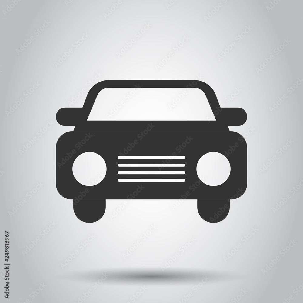 Car icon in flat style. Automobile car vector illustration on white background. Auto business concept.