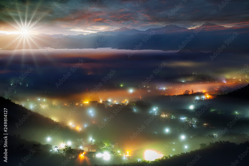 Beautiful Jinlong Mountain Sunrise, Taichung, Taiwan