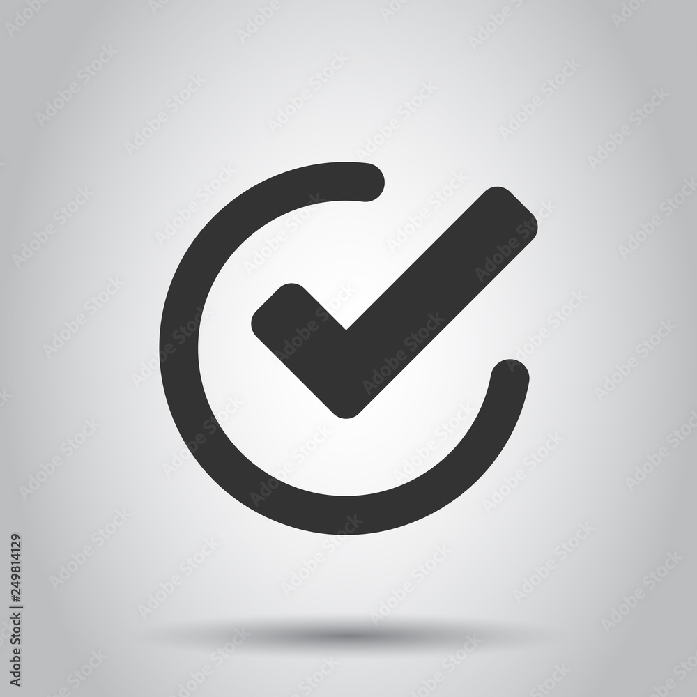 Check mark icon in flat style. Ok, accept vector illustration on white background. Tick business concept. Check mark icon in flat style. Ok, accept vector illustration on white background. Tick business concept.