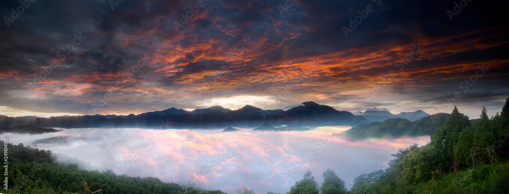 Beautiful Jinlong Mountain Sunrise, Taichung, Taiwan