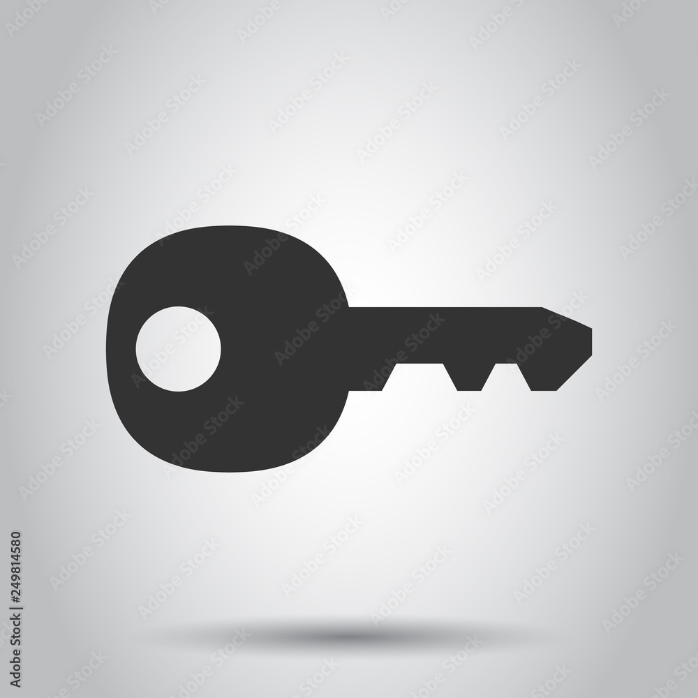 Key icon in flat style. Access login vector illustration on white background. Password key business concept. Key icon in flat style. Access login vector illustration on white background. Password key business concept.