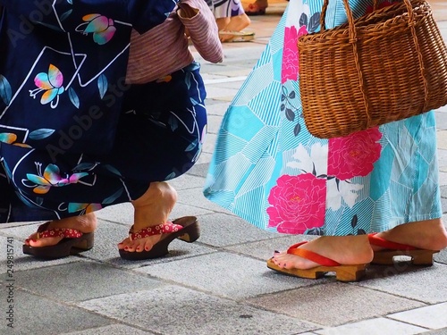 Nihonbashi Tokyo,Japan/Aug 19,2018:scenary of yukata weared girls