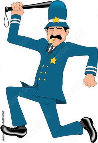 Keystone Cop Cartoon Vector Illustration