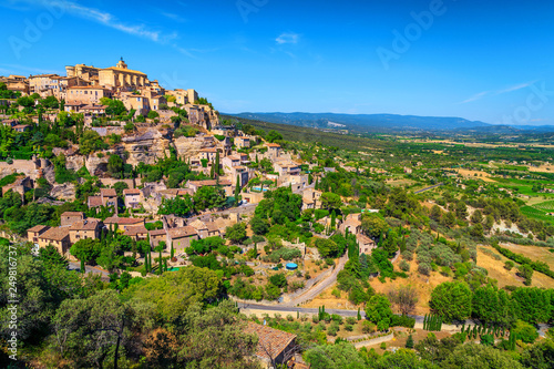 Wonderful ancient mediterranean village with rustic houses, Gordes, Provence, France