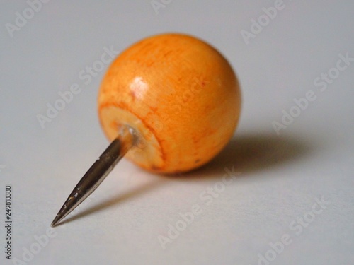 pushpin close up on white background