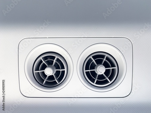 car air conditioner, gray plastic console with the soft light and soft shadows in bottom view for background and design